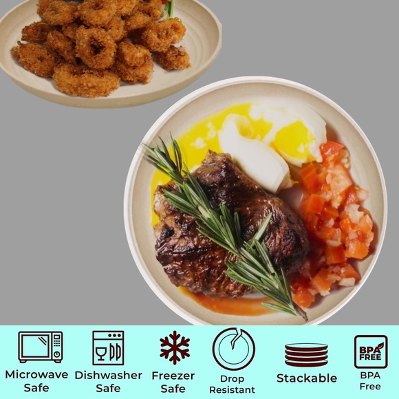 Dinnerware Set, 12pcs, Unbreakable, BPA Free,Beige - Picture 9 of 10